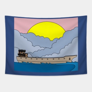 Ships In The Middle Of The Lake Ocean Tapestry