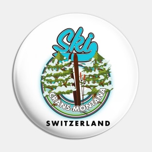 Crans-Montana Switzerland ski poster Pin