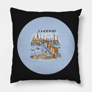 London city hand drawing illustration pin buttons Pillow