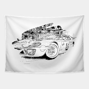 GT40 Action Art Splash Print Wireframe Tapestry