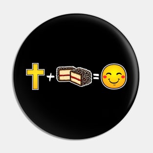 Christ plus Lamingtons equals happiness Christian Pin