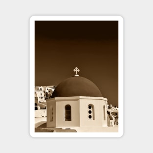 A Church in Santorini in Sepia Magnet