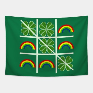 Shamrocks and Rainbows Tic Tac Toe Lucky Saint Patricks Day Tapestry