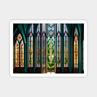 Abstract Stained Glass Window Scene Magnet