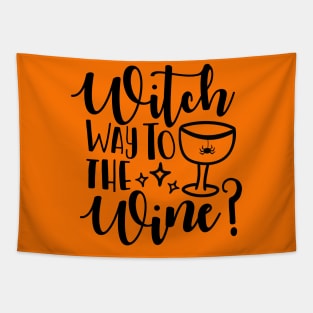 Womens Witch Way To The Wine Funny Halloween Witch Wine Tapestry