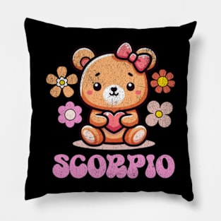 Vintage Scorpio Teddy Bear Zodiac Sign Astrology Cute Pillow