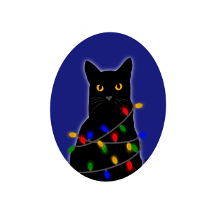 Christmas Lights Black Cat T-Shirt