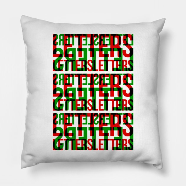 Letters Typography Stack (Red Green Black) Pillow by John Uttley