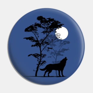 Tree Wolf Moon Pin