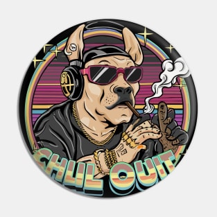 Pop Culture Pitbull in Hip Hop Gear Pin