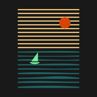 minimalist sunrise boat T-Shirt