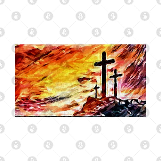 Jesus And The Thief On A Cross Watercolor Painting - Christian by ChristianShirtsStudios