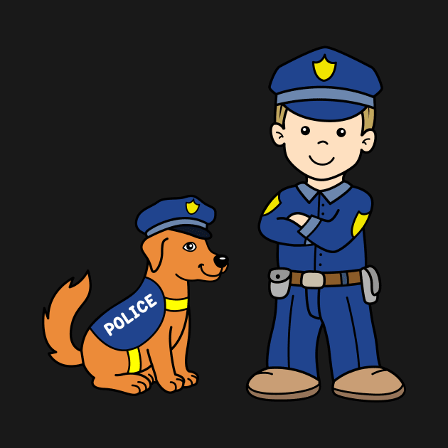 Boy as Policeman with Police Dog by samshirts