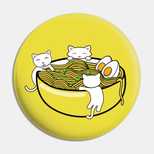 Silly little kittens and bowl of a ramen noodle soup Pin