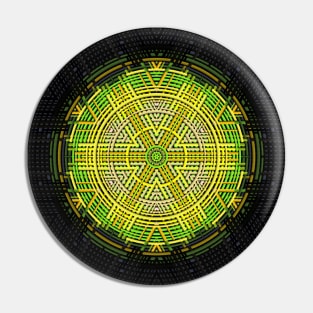 Weave Mandala Green and Yellow Pin