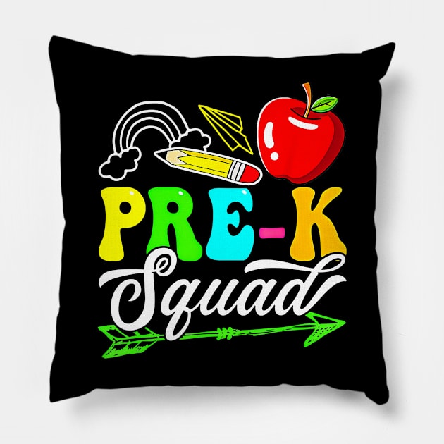 Back To School First Day Of Pre K Squad Teacher Cute Pillow by everetto