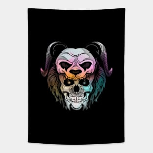 Scary Gothic Panda Skull Tapestry