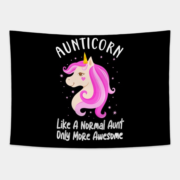 Aunticorn Aunt Cute Unicorn Family Sayings Tapestry by Foxxy Merch