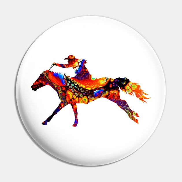 Cowgirl Barrel Racing on Galloping Horse with Marble Background Pin by SAMMO