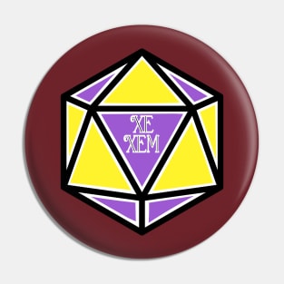 Nonbinary Pronoun Pride D20 Xe/Xem Pin