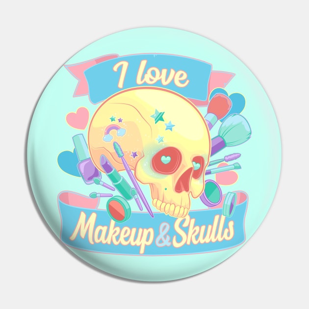 Makeup + Skulls Pin by KJonesDesigns