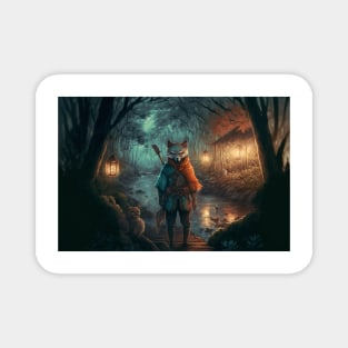 Guy with Fox Mask in the forest Magnet