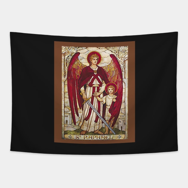 St Raphael Rafael Angel Catholic Saint Archangel Tapestry by hispanicworld