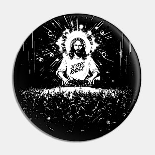 Disc Jockey Jesus Raves EDM Music Love Pin