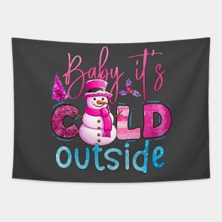 Baby it's Cold Outside Girlie Christmas Design Tapestry