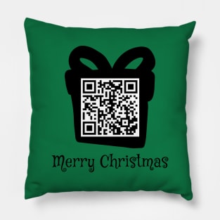 QR Rick Rolled - Christmas - Black Pillow