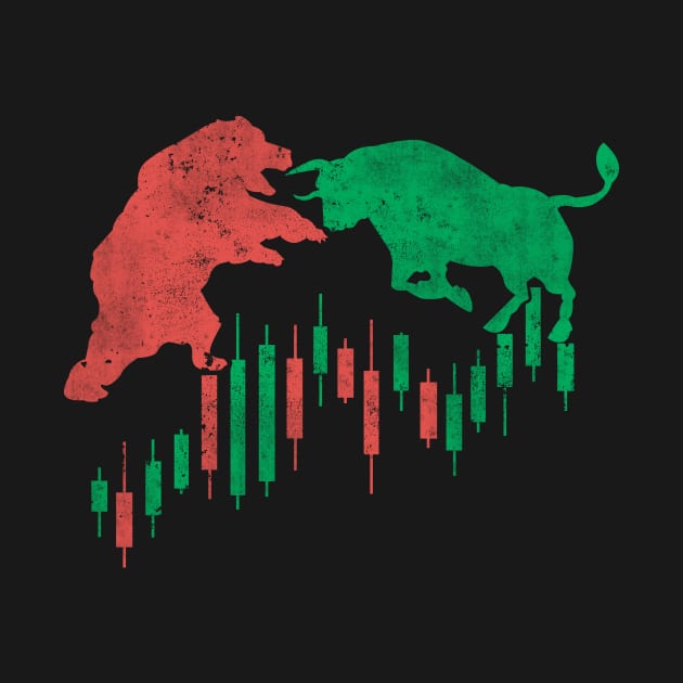 Bull And Bear Fight Vintage by CryptoHunter