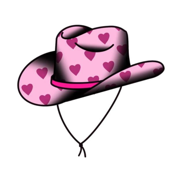 Heart Print Pink Cowboy Hat by drawingsbydarcy