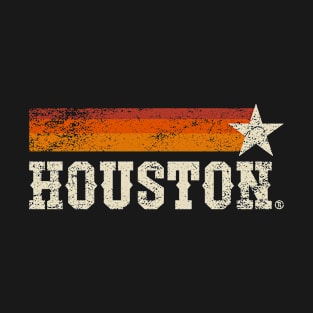 Retro Houston Texas Vintage Weathered Stripes T-Shirt