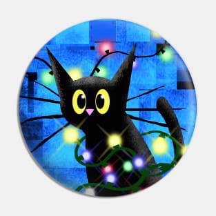 Cat and Christmas Tree Lights Pin