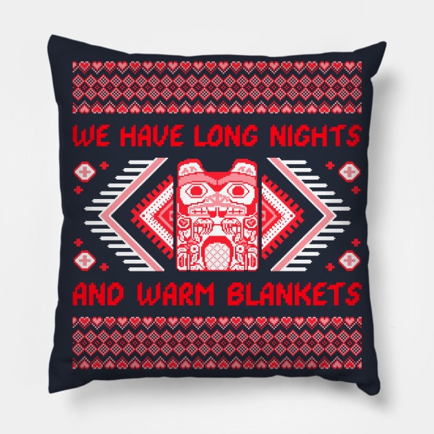 Beaver Totem Ugly Sweater Love Pillow by Alaskan Skald