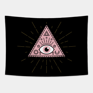 All Seeing eye Pink Black and Gold Tapestry