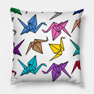 Origami Cranes Colorful Palette Pillow