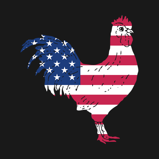 Patriotic Rooster with the US Flag by RJCatch