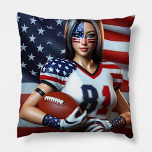 American Woman NFL Football Player #18 Pillow