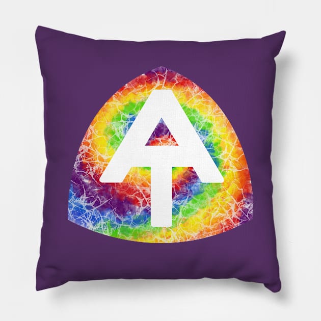 Appalachian Trail hangtag rainbow tie dye Pillow by Deedy Studio