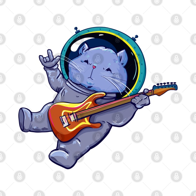 cat space playing guitar by Mako Design 