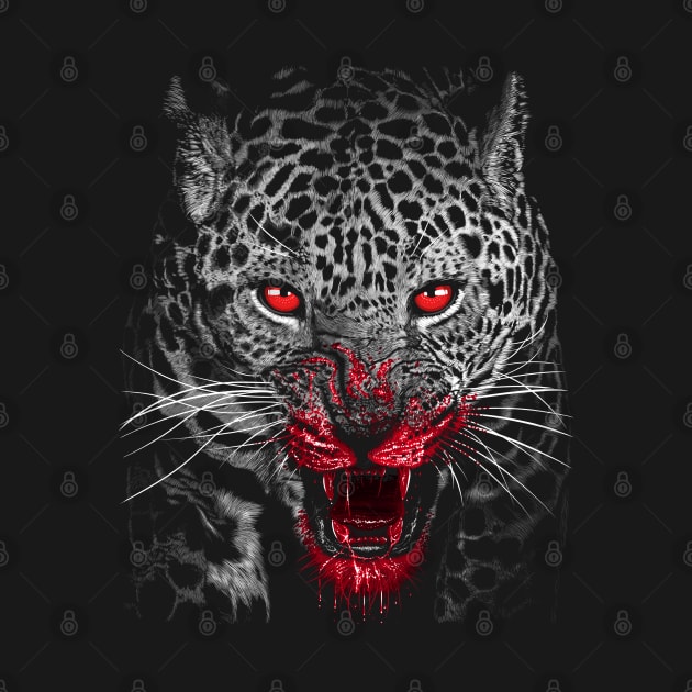 Predatory leopard full of blood by albertocubatas