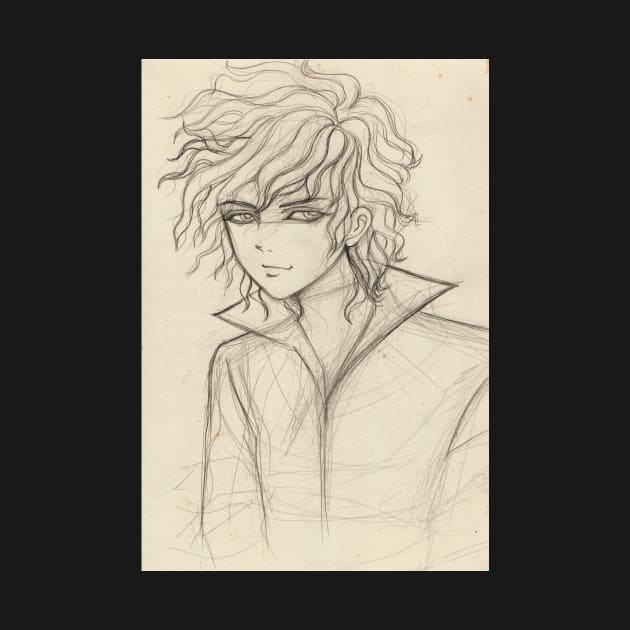 Sketch of a curly hair boy by alien3287