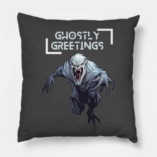 Ghostly Greetings Halloween Pillow