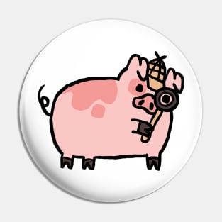 Cute Cartoon Piggy Detective Pin