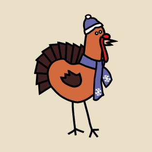 Thanksgiving Turkey Winter Periwinkle Hat and Scarf T-Shirt