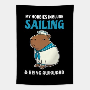 My hobbies include Sailing and being awkward cartoon Capybara Sailor Tapestry