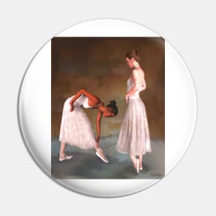 Two ballerinas standing offstage Pin