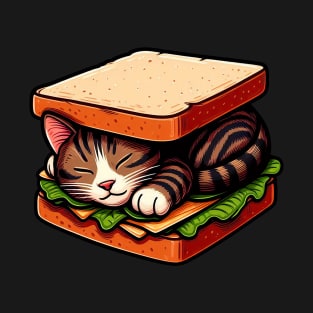 Tabby Cat is Sleeping inside a Sandwich T-Shirt