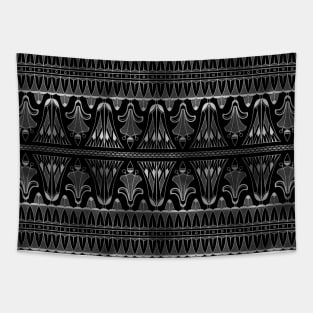 Egg and Dart Frieze in Black and Silver Vintage Faux Foil Art Deco Vintage Foil Pattern Tapestry